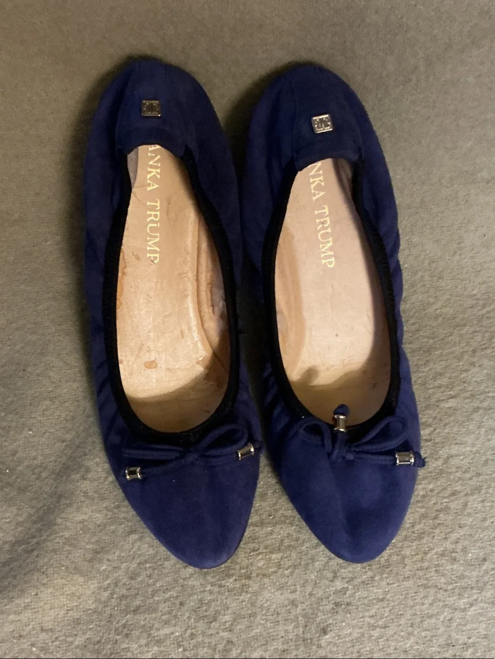 Ivanka Trump Navy Suede Bow Ballet Flats